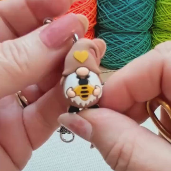 Gnome Bee Scissor Fob with Protection Bead