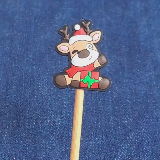 Cute Christmas Reindeer With Gift Stitch Stopper