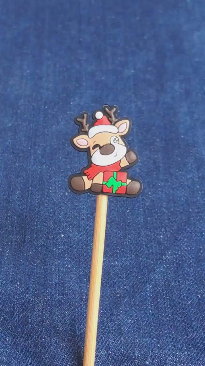 Cute Christmas Reindeer With Gift Stitch Stopper