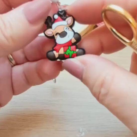 Christmas Reindeer Scissor Fob with Protection Bead