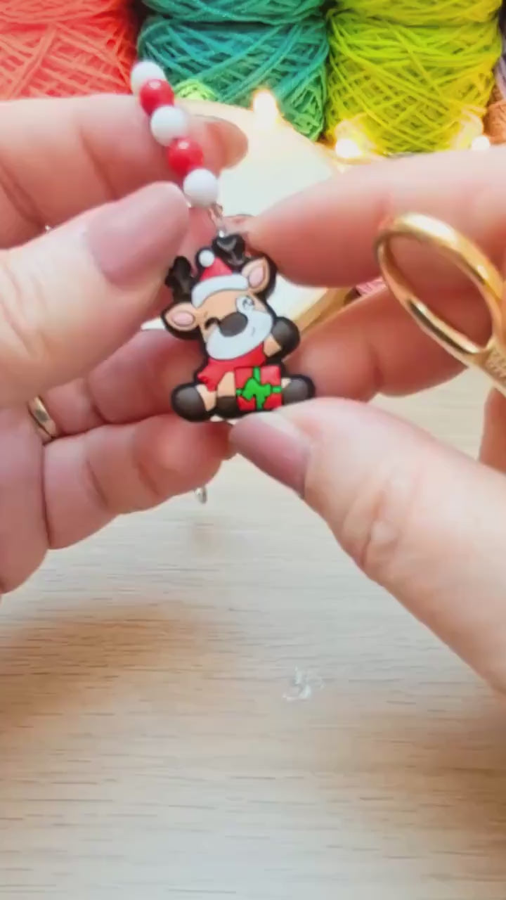 Christmas Reindeer Scissor Fob with Protection Bead