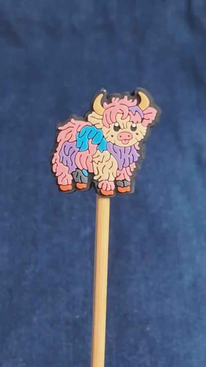 Rainbow Highland Cow Stitch Stopper