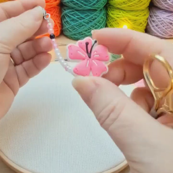 Cherry Blossom Scissor Fob with Protection Bead