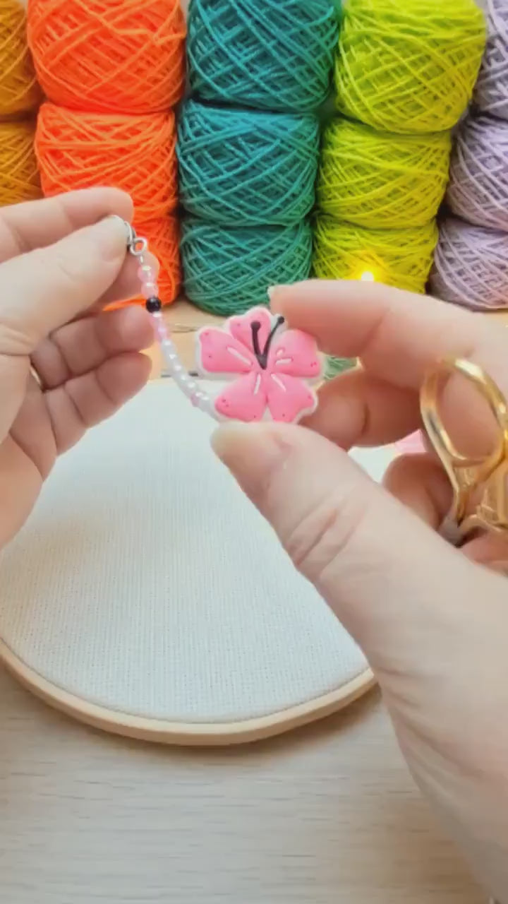 Cherry Blossom Scissor Fob with Protection Bead