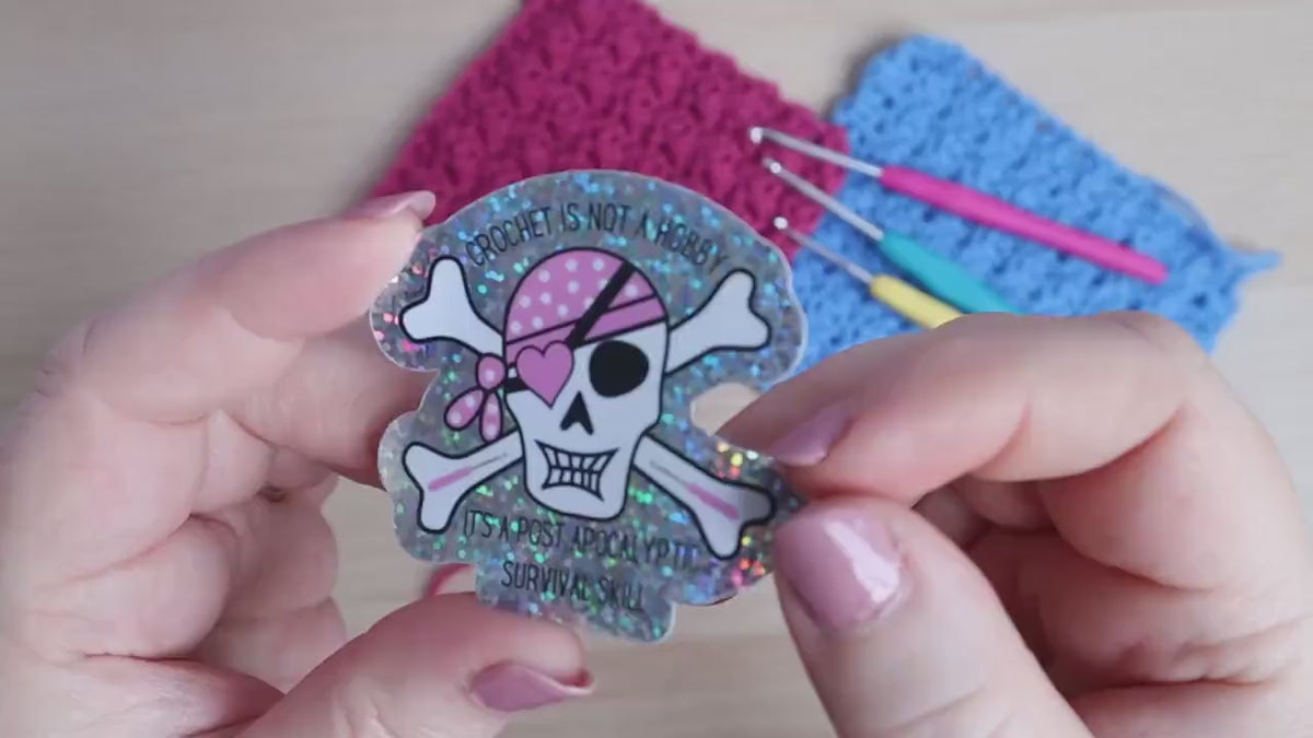 Holographic Funny Crochet Die Cut Sticker