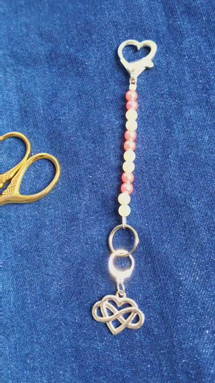 Infinity Heart Scissor Fob Stitch Marker Set