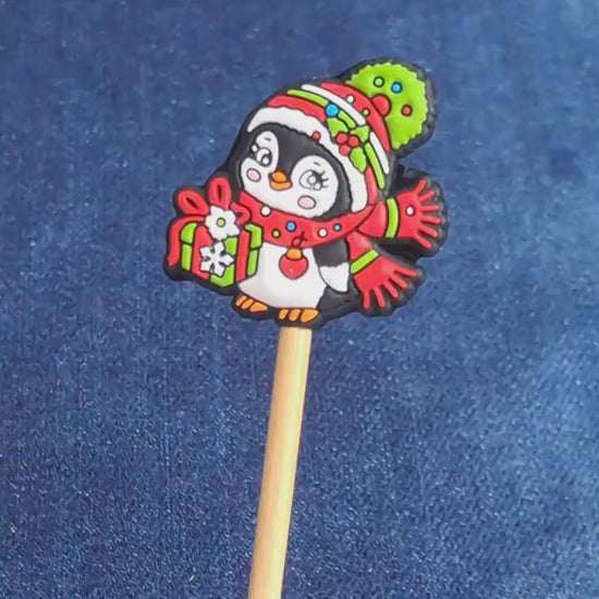 Cute Christmas Penguin With Gift Stitch Stopper