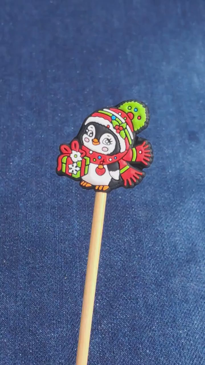 Cute Christmas Penguin With Gift Stitch Stopper