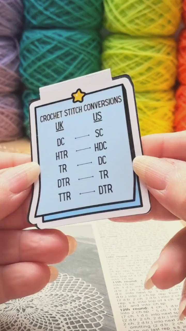 UK To US Stitches Magnetic Bookmark For Crocheters