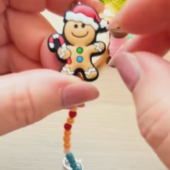 Christmas Gingerbread Man Scissor Fob with Protection Bead