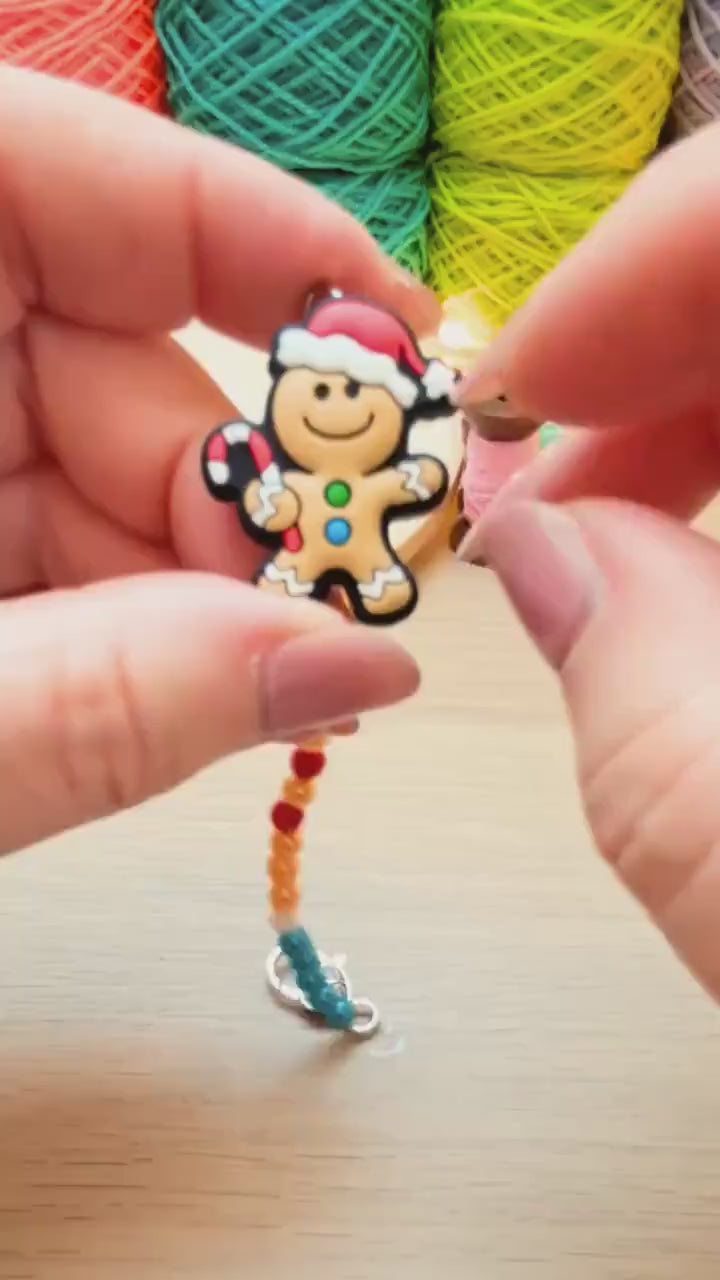 Christmas Gingerbread Man Scissor Fob with Protection Bead